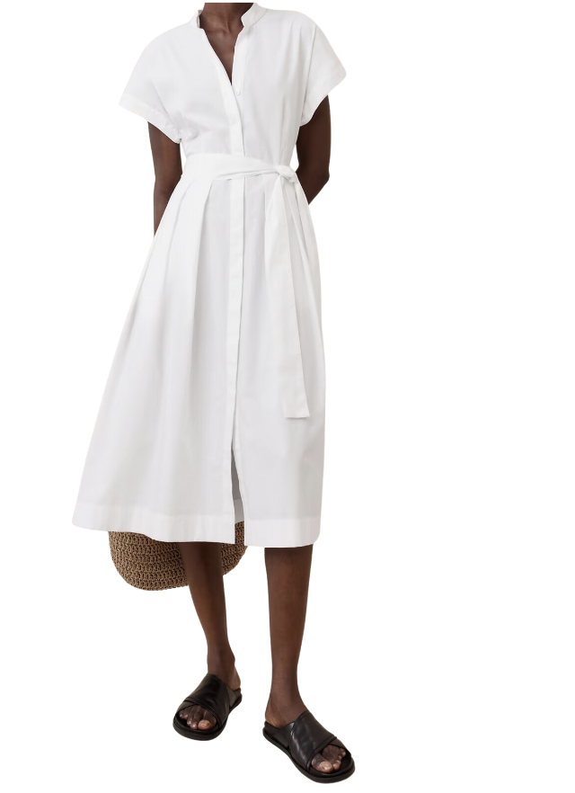 Poplin Tie-Waist Midi Dress